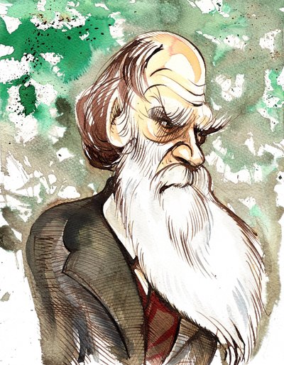Charles Darwin (naturalista e scrittore inglese, 1809-82) caricatura a colori da Neale Osborne